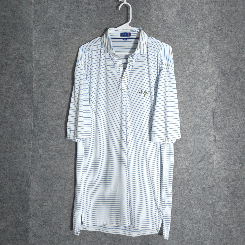 Stitch Golf Polo Mens M/L White Blue Striped Performance Short Sleeve 231SA0101 - Picture 1 of 10